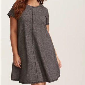TORRID CHARCOAL GREY FRENCH TERRY FLUTED DRESS